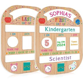First Day of School Sign Board - 9" x 12" First Day of School Sign Reusable - Double Sided Back to School Chalkboard Sign for Kids