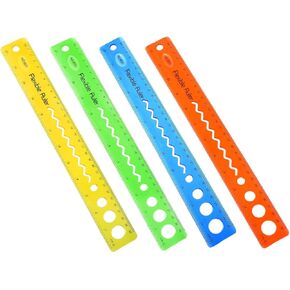 Flexible Rulers 12 Inch 4 Pieces Student Transparent Rulers for School Rulers for Student Shatterproof Plastic Rulers Office Ruler Straight Soft Ruler, Dual Side Rulers