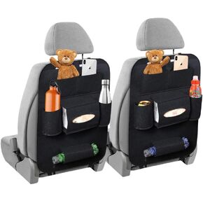 Premium Backseat Car Organizer: Storage Solution with Tablet Holder for Kids, Travel Essentials & Road Trip Comfort", Black