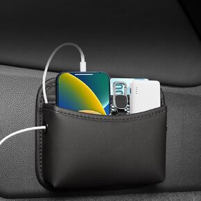 Universal Car Side Pocket Organizer for Car Seat, PU Leather Car Pocket Pouch, Door, Window, Console, Keys Cards Cell Phone Sunglasses Holder for Car, Multifunctional Car Organizer Accessories.