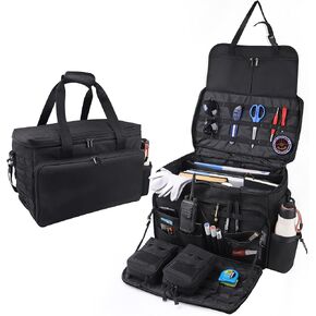 Richeer Patrol Bag for Law Enforcement Police equipment tactical bags car seat storage bags with 2 Detachable MOLLE Pouches Laptop Layer (up to 17"), Tactical car seat organizer patrol bag