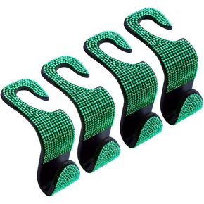 Car Hooks, Bling Diamond Car Headrest Hangers Organizer Universal for Handbag Purse Coat Auto Hooks Car Seat Hooks for Vehicle Car,4 Pack (Pink)