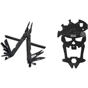 SOG PowerLock Multi-Tool (B61N-CP) + SOG MacV Tool SM1001 - Hardcased Black, 12 Tools in One