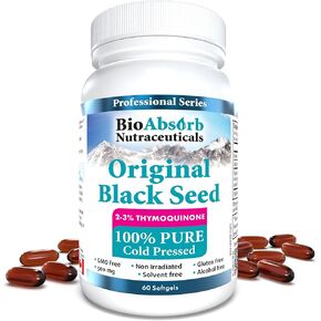 Bio Absorb Black Seed Oil Capsules, Cold Pressed Pure Black Cumin Seed Oil (Nigella Sativa Oil) (60 softgels, 500mg)