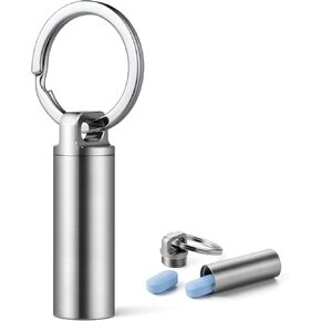 TISUR Portable Pill Cases, Metal Titanium Pill Holder Pocket Pill Box Keychain Waterproof Pill Bottle Medicine Organizer Case Container for Travel Purse Outdoor Camping