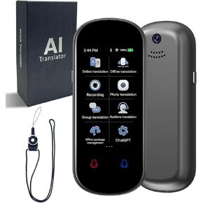 Language Translator Device, Instant Translation, Portable Translator Device, No WiFi Needed, Real-Time Support for 139 Languages, Offline, Recording, Photo, Ideal for Travel, Business, Learning