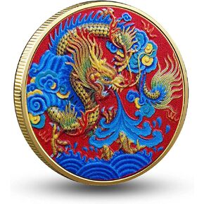 التنين الصيني الملون وعملة زودياك المحظوظة لخدش تذكرة اليانصيب - جذب الحظ السعيد - عملة تحدي الحظ السعيد الصينية in Kuwait