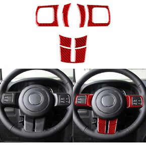 Real Premium Carbon Fiber Car Co-Pilot Glove Box Handrail Panel Decorative Strip Trim Sticker Auto Interior Accessories Compatible with Jeep Wrangler 2011 2012 2013 2014 2015 2016 2017 red