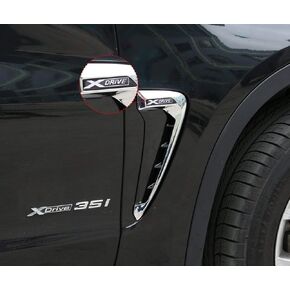 Car Xdrive Emblem Shark Gills Side Air Flow Fender Vent Decoration Cover Trim for BMW X5 f15 X5M F85 2014-2018 (Black+M)