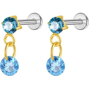G23 Hypoallergenic 20g Flat Back Studs Earrings F136 Implant Grade Titanium Tiny Press Fit Threadless Push in Cartilage Helix Labret Lobe Conch Tragus Piercing Jewelry