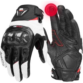 KEMIMOTO Sheepskin Leather Motorcycle Gloves for Men, Motorcycle Gloves for Motorcross Motorbike Dirt Bike Bicycle Racing ATV UTV