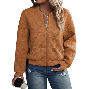 Eytino Womens Plus Size Jackets Long Sleeve Full Zip Casual Lightweight Fall Jacket(1X-5X)