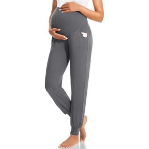 HIGHDAYS Maternity Pants with Pockets, Over Belly Thick Pregnancy Leggings | women's Joggers Sweatpants,Non See Through,Professional Activewear,High waist full coverage,workout yoga running jogging in Saudi Arabia