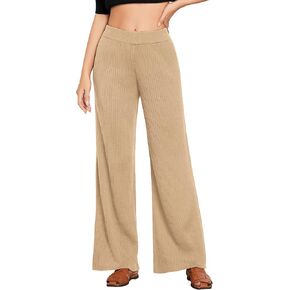 GRAPENT Sweater Wide Leg Pants Woman High Waisted Pull On Lounge Elastic Waist Fall Winter Casual Knit Trousers Pants