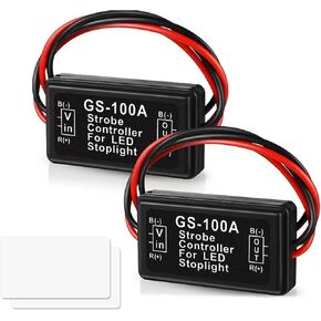 قطعتان من وحدة التحكم في ضوء السيارة 12-24 فولت، وحدة التحكم في الفرامل العالية، وحدة تحكم فلاش ستروب، نصائح أمان الضوء الخلفي، للدراجات النارية والشاحنات (أسود) in Kuwait