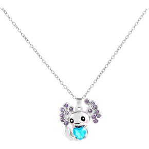 Axolotl Necklace for Girls Women, Cute Axolotl Crystal Pendant Necklace Blue Rhinestone Axolotl Necklace Charm Fashion Jewelry Gift for Graduation Birthday Party Christmas Thanksgiving Day