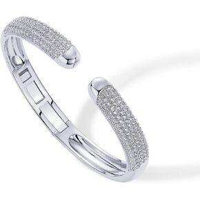 PAVOI 14K Gold Plated Cubic Zirconia Pave Bangle for Women | Cuff Bracelet