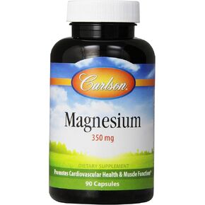 Carlson Magnesium 350 mg, Heart and Muscle Health, 90 Capsules