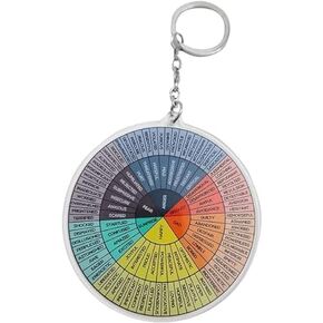Colorful Feelings Wheel Round Mood Wheel Therapy Emotions Mental Health Color Wheel Social Work Feelings Sign Keychain Key Holder Feelings Chart Feelings Wheel, Car Keychain