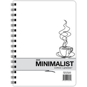 Dated Minimalist DayPlanner - 12 Monthly Calendar Overview, to-do Lists, Weekly and Daily Planning (8.5 by 11 inches), 2025 Coffee Minimalist