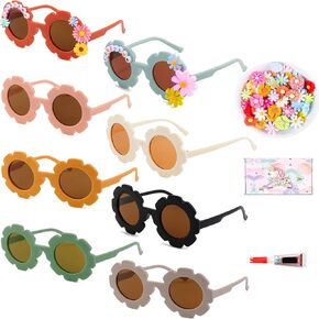 8/24 Pairs Kids Sunglasses DIY Kit Retro Flower Sunglasses Glasses Bulk Outdoor Eyewear for Toddler Girls Party Favor