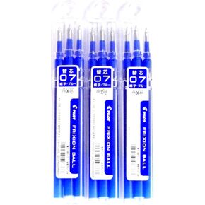 Pilot Frixion Gel Ink Pen Refill 07, Blue(LFBKRF30F3L), 0.7mm, 3 Refills X 3 Pack/total 9 Refills