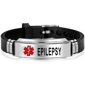 Red Medical Alert ID Bracelet Emergency First Aid Laser Engraved Health Alert Adjustable Silicone Wristband Bracelet