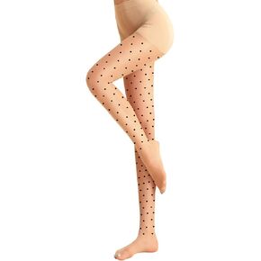 Women’s Polka Dots Print Sheer Tights, Seamless Cute Patterned Stockings with Nylon Soft Fantasy Design Pantyhose