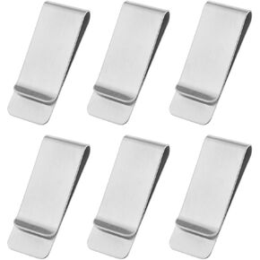 Create idea 6pcs Metal Money Clip Slim Minimalist Wallet Cash Bills Clips Credit Card Clamp Stainless Steel Letter Document Holder for Men And Women Silver