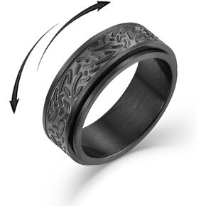 Fidget Spinner Ring for Men Stainless Steels Black Mens Anxiety Rings Relieving Fit for Daily Wear