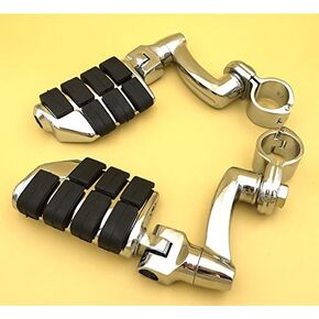 XKMT-Chrome Adjustable Dually Highway P-Clamps Large Footpeg Footrest Compatible With V-STAR Roadstar Suzuki Boulevard Equipped with 1.5" Front Engine Guard Frame Tube [B01AVHSX9Q]