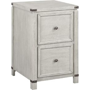 OSP Home Furnishings Designs Baton Rouge 2 Drawer File Cabinet with Rustic Design and Metal Accents, Champagne Oak