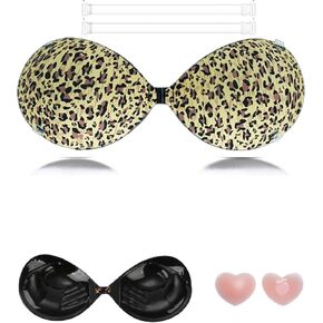 Sticky Bra Push up, Adhesive Strapless Bras for Women Dress Backless Invisible Detachable Strap Nipple Covers