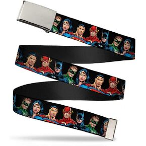 Buckle Down Men's Web Belt Justice League 1.25"