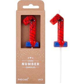 PHD CAKE 2.76 Inch Number 4 Spider Birthday Candles, Spider Cartoon Themed Number Candles, Cake Number Candles, Party Celebration