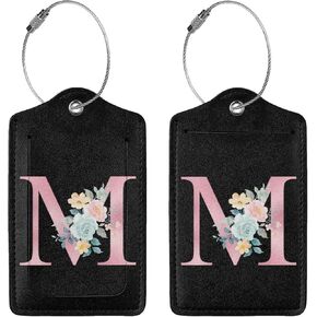 2 Pcs Letter R Luggage Tags for Suitcase, Unique Letters Tag, Travel Gifts for Privacy Cover ID Label with Stainless Steel Loop and Address Card