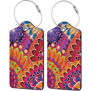 Luggage Tags for Suitcases, 2 Pack Cute PU Leather Luggage Tag TSA Approved with Stainless Steel Loop and Address Card Baggage Tag for Travel&Hotel Stays&Cruise Ships&Shipping and Mailing(Coffee)