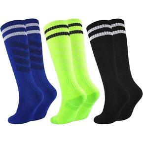 Kids Soccer Socks Boys Girls Football Socks Cushioned Athletic Socks Youth Baseball Socks Striped Knee High Socks in Kuwait