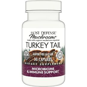 Host Defense Turkey Tail Capsules - Digestive Health & Immune Response Support Supplement - Mushroom Supplement for Gastrointestinal & Gut Microbiome Support - 30 Capsules (15 Servings)*