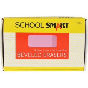 School Smart Large Pink Beveled Eraser, Pack of 12, 28 X 22 in
