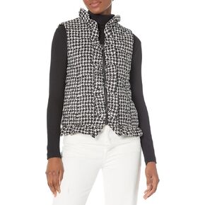 MULTIPLES Women's Zip Front Ruffle Trim Quilted Vest