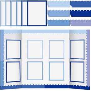 90 Pcs Science Fair Board Supplies Include 72 Trim Scalloped Bulletin Borders 18 Presentation Board Subtitles for Classroom Office Display(Neon)