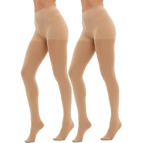 Women's 100D Run Resistant Control Top Opaque Tights High Waist Pantyhose Soft & Elastic