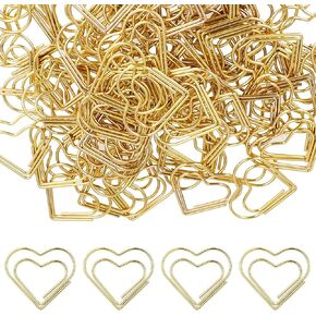100 Pcs Gold Heart Paper Clips, Cute Love Shaped Paper Clips Small Paper Clamps Mini Metal Organizing Paperclips for Office Supplies Document Sorting Wedding Decoration Organizers Women (Gold)