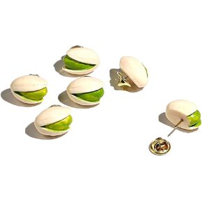 6PCS Mini Simulation Food Brooch，Interesting Nut Brooch，Pistachio Peanut Melon Seed Brooch Badge Clothing Bag Accessories