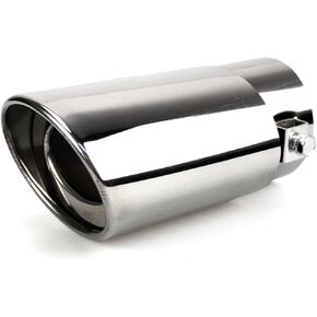 Car Polished Stainless Steel Exhaust Auto Universal Tail Exterior Rear Tail Muffler Tip Pipe,2.5" to 3.3" Tailpipe Flue Muffler, Auto Accessories (Silver Straight)