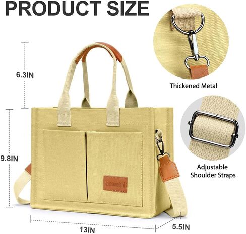 Ayieyill Canvas Tote Bag for Women with Pockets Crossbody Bag Tote Shoulder Handbags Casual Work Bags Everything Tote Bag in Saudi Arabia
