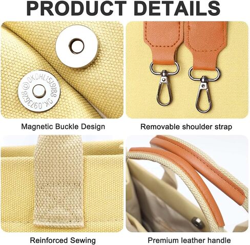 Ayieyill Canvas Tote Bag for Women with Pockets Crossbody Bag Tote Shoulder Handbags Casual Work Bags Everything Tote Bag in Saudi Arabia
