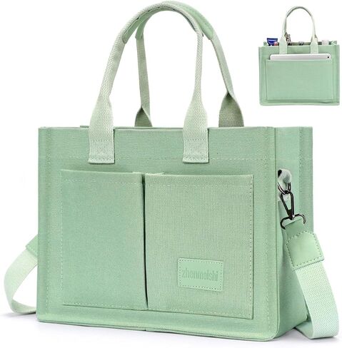 Ayieyill Canvas Tote Bag for Women with Pockets Crossbody Bag Tote Shoulder Handbags Casual Work Bags Everything Tote Bag in Saudi Arabia