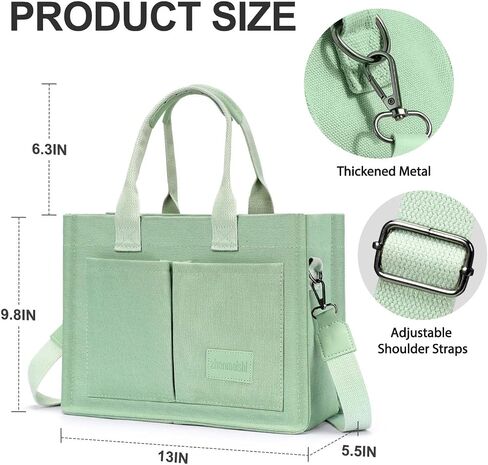 Ayieyill Canvas Tote Bag for Women with Pockets Crossbody Bag Tote Shoulder Handbags Casual Work Bags Everything Tote Bag in Saudi Arabia